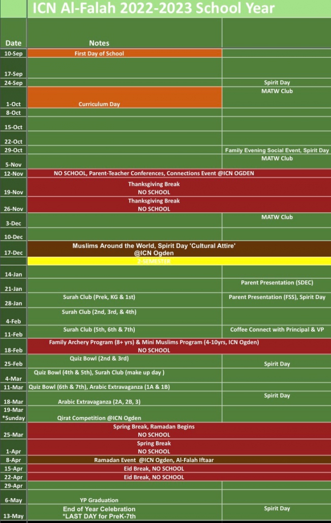 2022 2023 Calendar ICN Al Falah Academy 2022 2023 Calendar ICN Al Falah Academy
